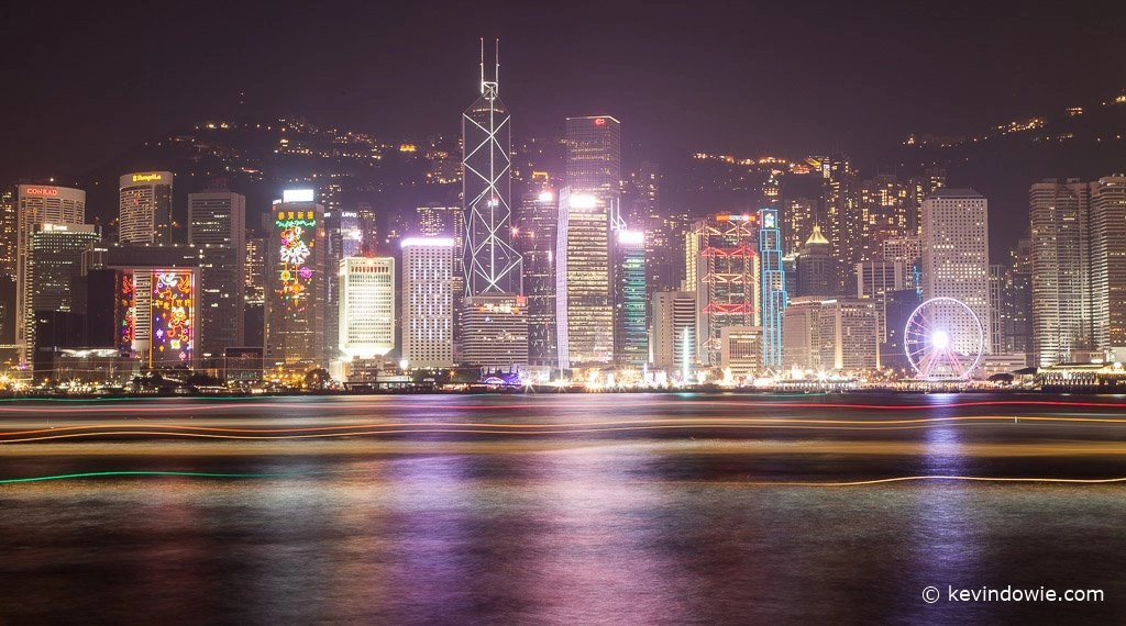Light trails left by long exposure, Hong Kong.